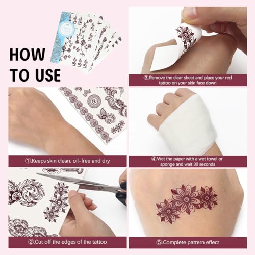 MAYCREATE® Temporary Tattoo for Women Girls Brown Lotus Flower Print Mehandi Stickers Henna Stickers for Hands Waterproof Mehendi Tattoo Sticker for Hands, Body, Arm, Feet MAYCREATE® Temporary Tattoo for Women Girls Brown Lotus Flower Print Mehandi Stickers Henna Stickers for Hands Waterproof Mehendi Tattoo Sticker for Hands, Body, Arm, Feet